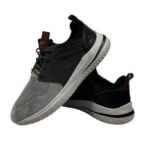 Skechers Men Sneakers Athletic Casual Black Grey Mesh Size 12